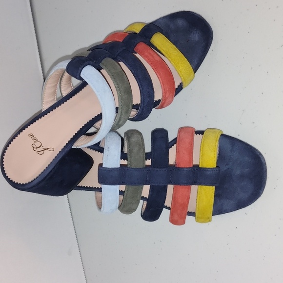J.Crew Penny Multicolor Strappy Suede Slide Sandals, size 7 - Picture 1 of 12